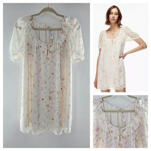 Aritzia Wilfred White Floral Reverie Mini Dress in Birch Women's Size XS NEW